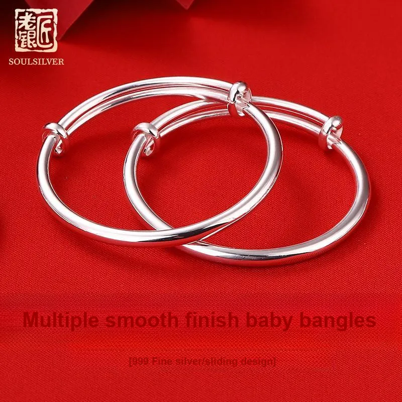 LAOYINJIANG S999 Fine Silver Bangles Kids'-4