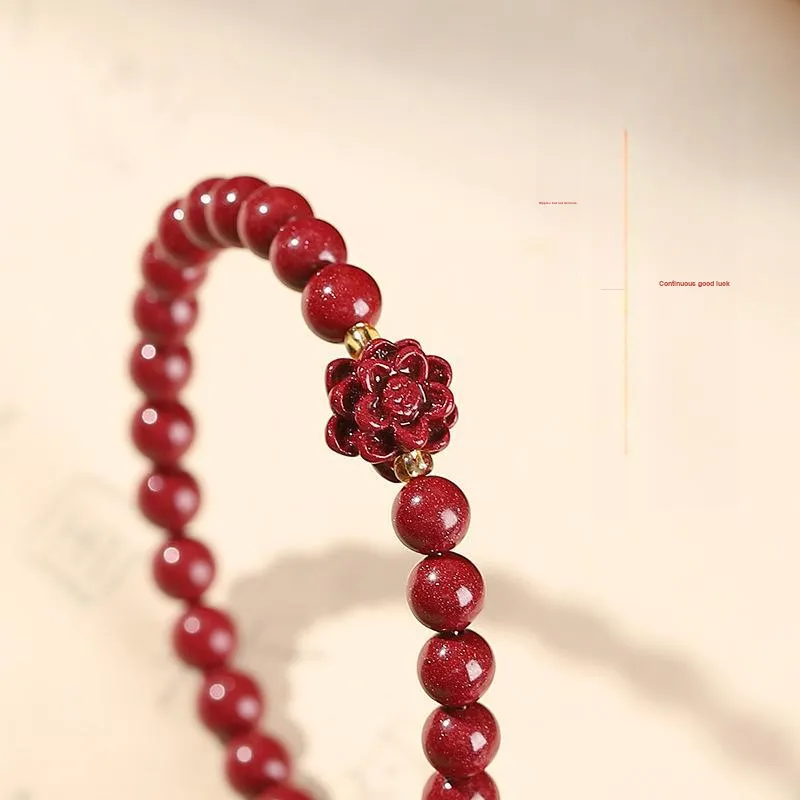 WUMZK Reconstructed Cinnabar Bracelets Unisex-3