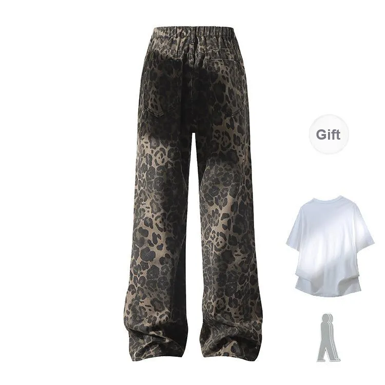 FAX FOR FMACM Jeans Unisex Black Leopard Print-5