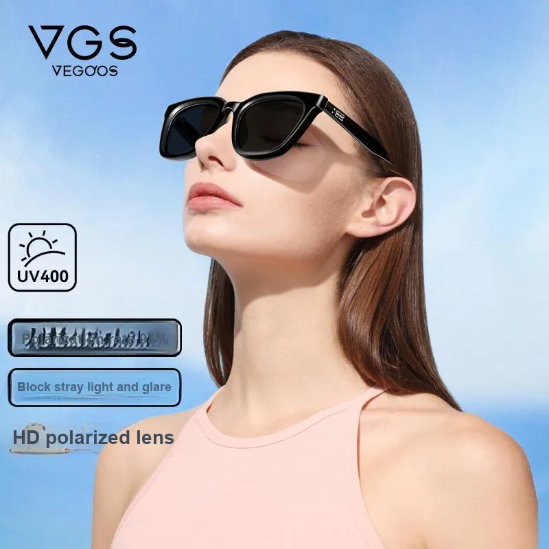 VEGOOS TR/Memory Plastic Cat Eye Sunglasses Unisex Black-1