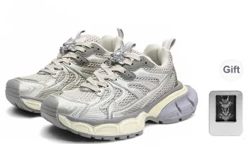 FINEPLAN Anti Slip And Wear Resistant Height Increasing Low Top Chunky Sneakers Unisex Light Gray