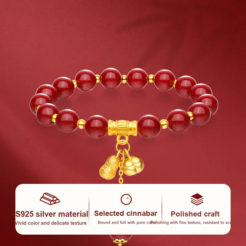 JINLIUFUJIXIANG Reconstructed Cinnabar Bracelets Unisex-2