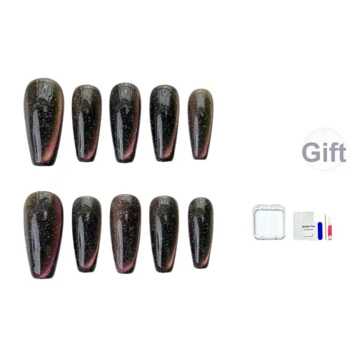 JINGCHANXUE Ручной работы Винтажный Черный Sugar POP False Nail Средний LADDER Western Градиентный Кошачий глаз 14mm