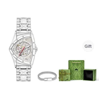 Corriberty Mechanical Movement Stainless Steel Strap Watch Men's Watches Cut Out Dial