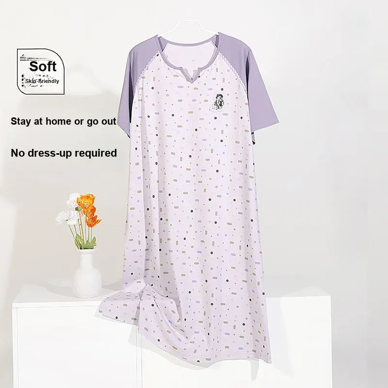 XIAFENYAN Nightgown Women's Purple-7