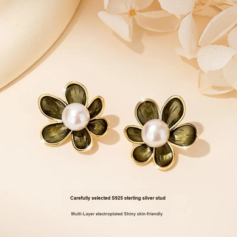 QLADY S925 Silver Stud Stud Earrings Women's-3