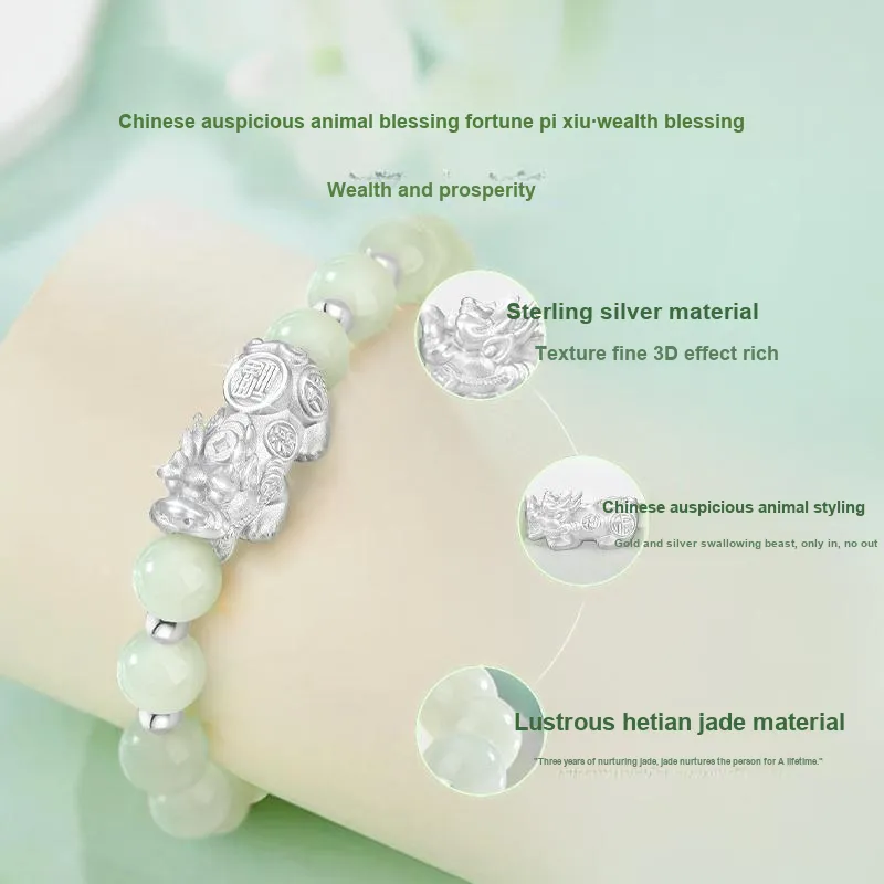 ALLOVE Hetian Jade Bracelets Pale Greenish White Jade Women's-2