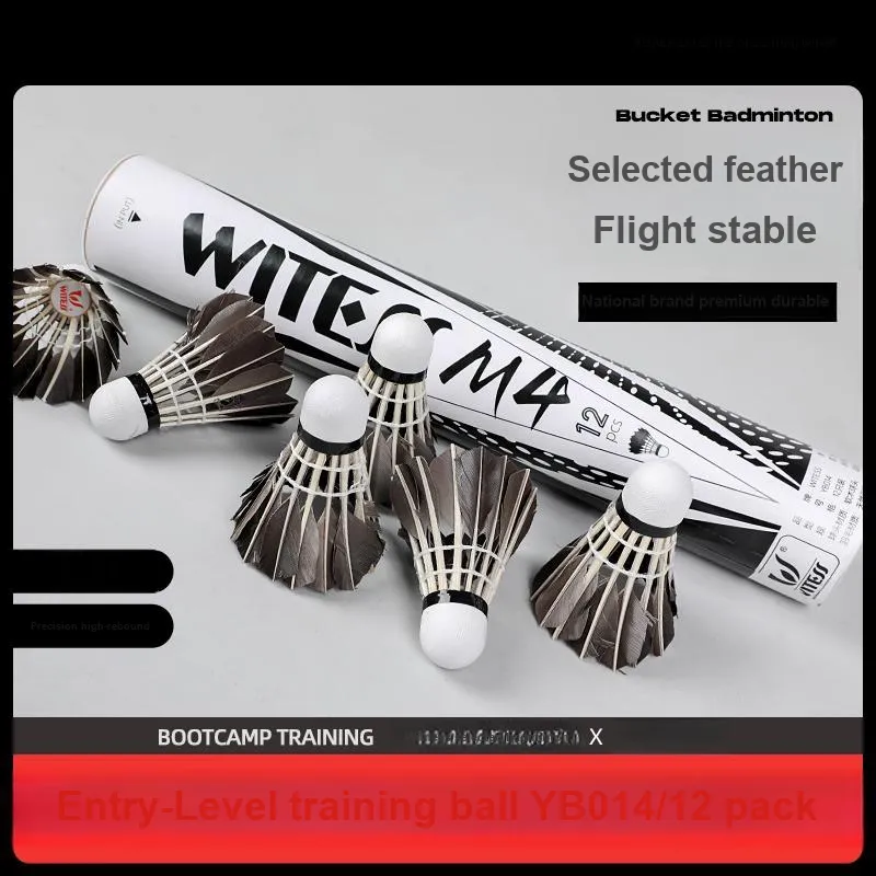 WITESS M4 12 Pack Duck Feather Designed For Everyday Training Shuttlecocks-1