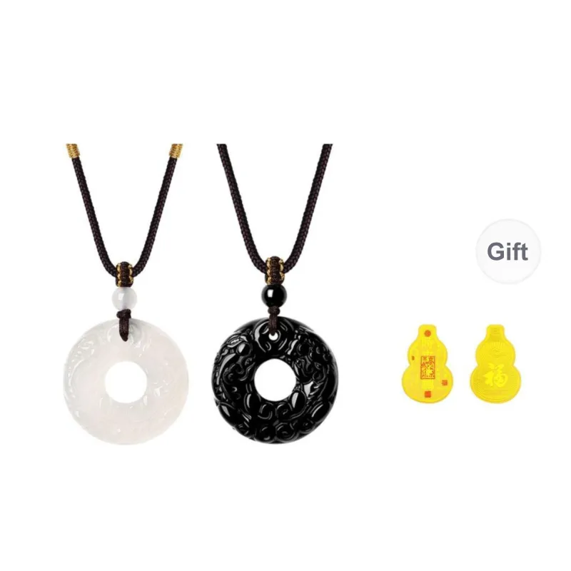 JINLIUFUJIXIANG Natural Obsidian Jade Necklaces Unisex-14