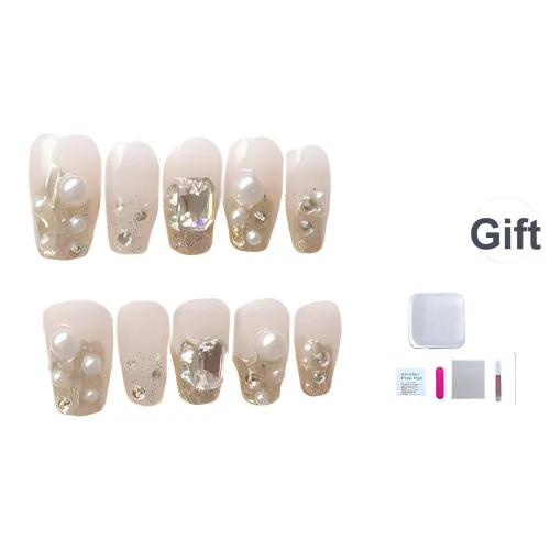 JIDUOMENG Шампанское Жемчужный And Ромб Искрящийся Роскошь Для Богатого И Знаменитого Искусственного Ногтя