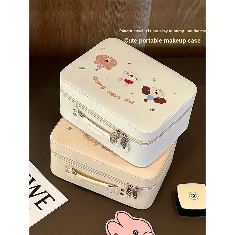 Gentle Welcome Puppy Portable Large Capacity Portable With Mirror Storage Boxes-1