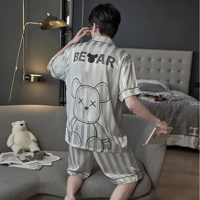 Qiao Ni Tong Pajama Set Men's Silver-1