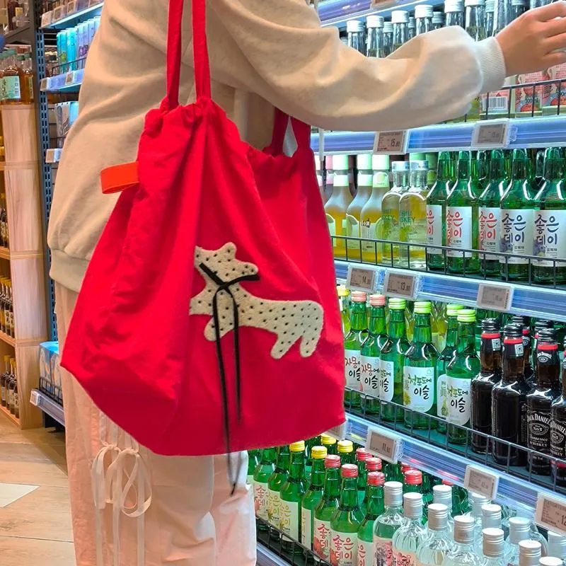 SUN ERATH&U Nylon Shoulder Bag Women's Red Puppy-5