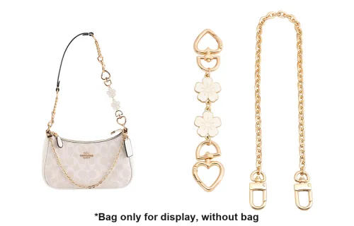 Luxury Care Artisan Workshop Shoulder Strap Bag White Cherry Blossom Extender Chain 15cm+Decoration Chain 40cm