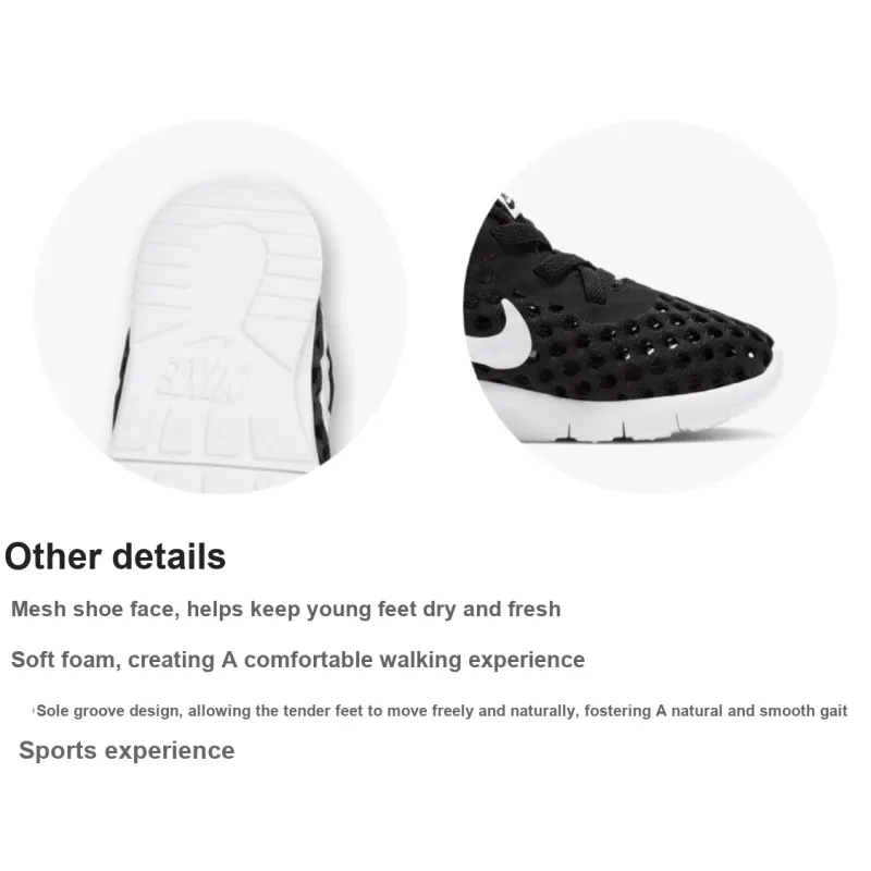 Nike Br Bte Slip Resistant Cushioning Abrasion Resistant Breathable Low Top Sports Casual Shoes Black White Baby-2