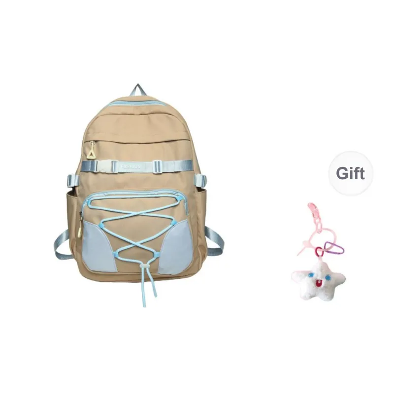 URBAN FOREST Nylon Backpack Unisex White/Violet/Ginger Yellow/Emerald Green-9