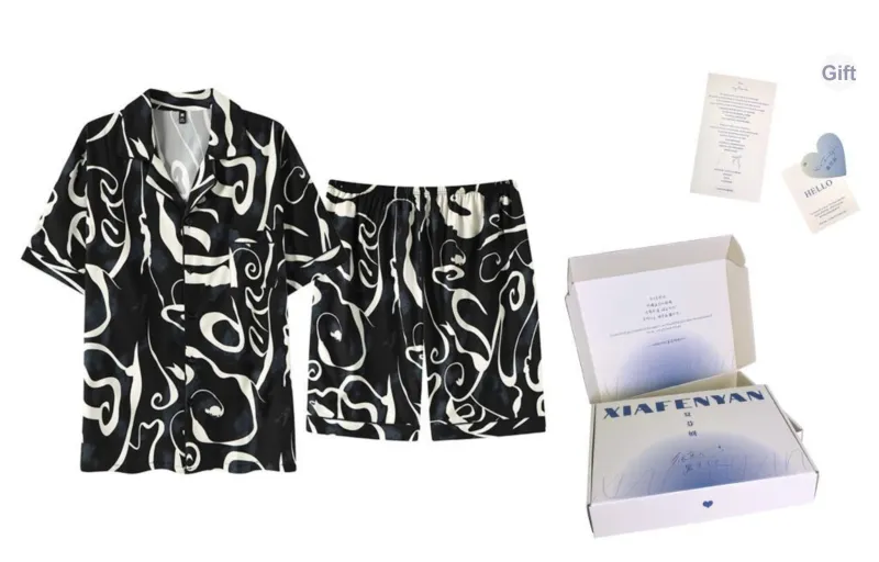 XIAFENYAN Pajama Set Men's Black-8
