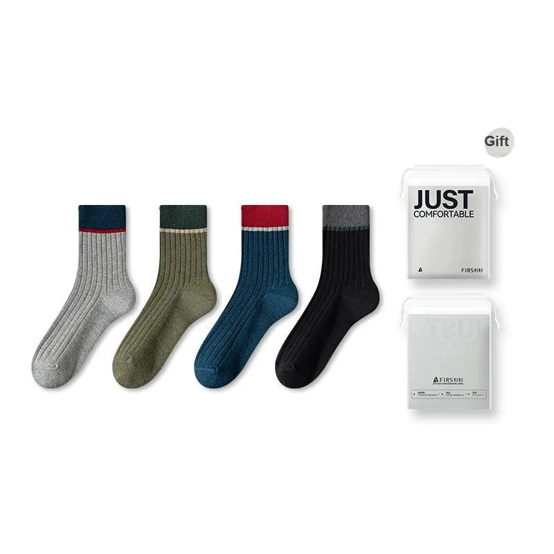 FIRS Mid Calf Socks Men's Shopping Bag 4 Pack-28