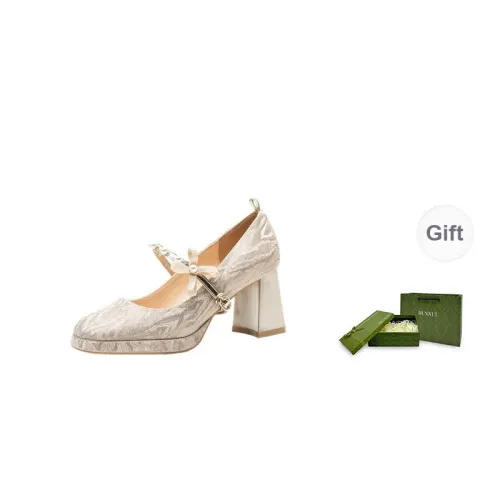 Dunnu Block Heel High Heels Women's Champagne