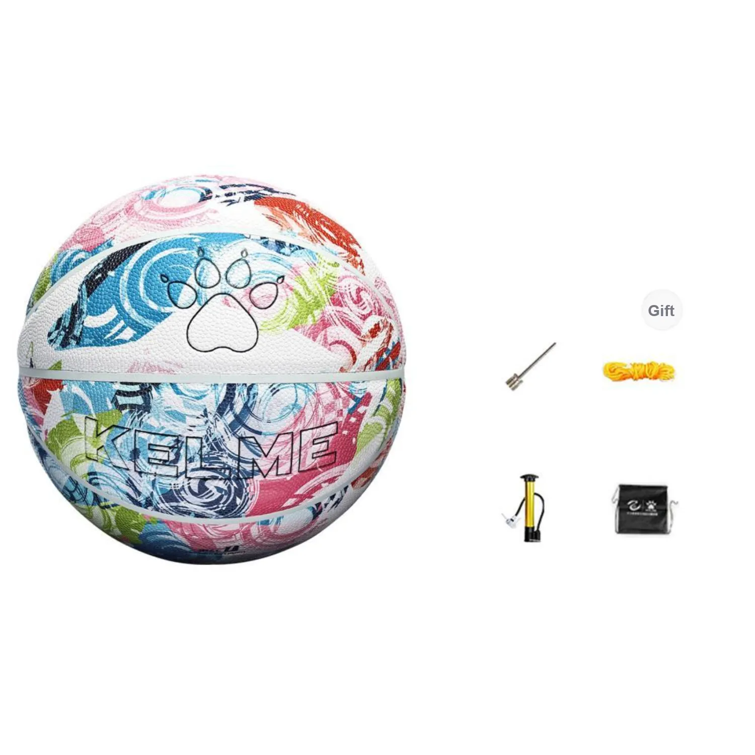 KELME Size 7 Indoor, Outdoor, All Basketball PU White Multicolor