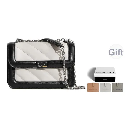 Cthulhu Спилок коровьей кожи Саржа Сумка с цепочкой Сумки кросс-боди Средний Женские Черный белый