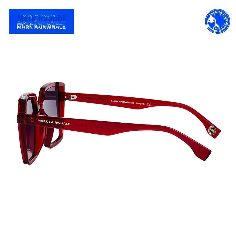 FAIRWHALE TR90 Square Sunglasses Women's Black/Transparent/Burgundy Frame-10