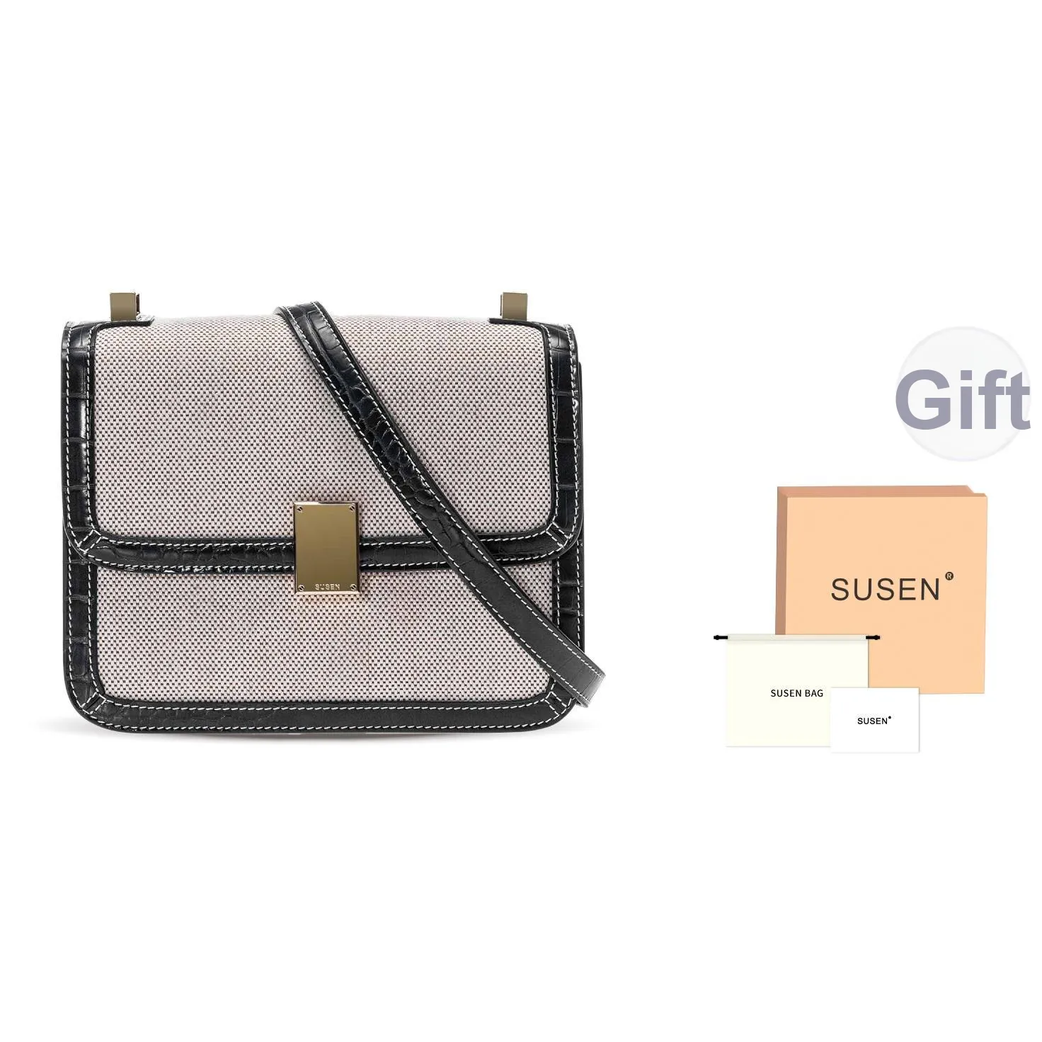 SUSEN Холст Коллекция Minimalist Style Versatile Модная Сумка через плечо Вязаная Ткань Тофу