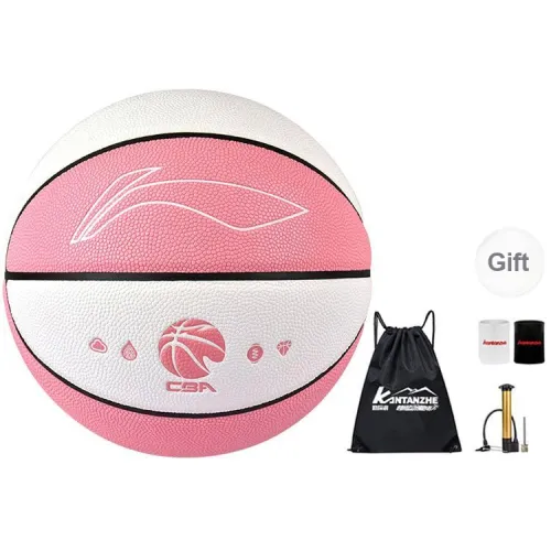 LiNing CBA Collection PU Basketball Pink White Size 5 Ball Training Kids'