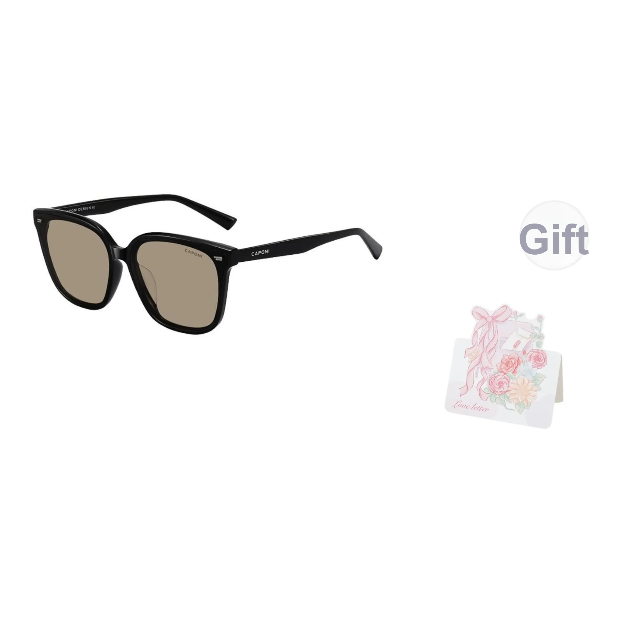 CAPONI Пластиковая оправа Квадратные Солнцезащитные очки Унисекс Черный