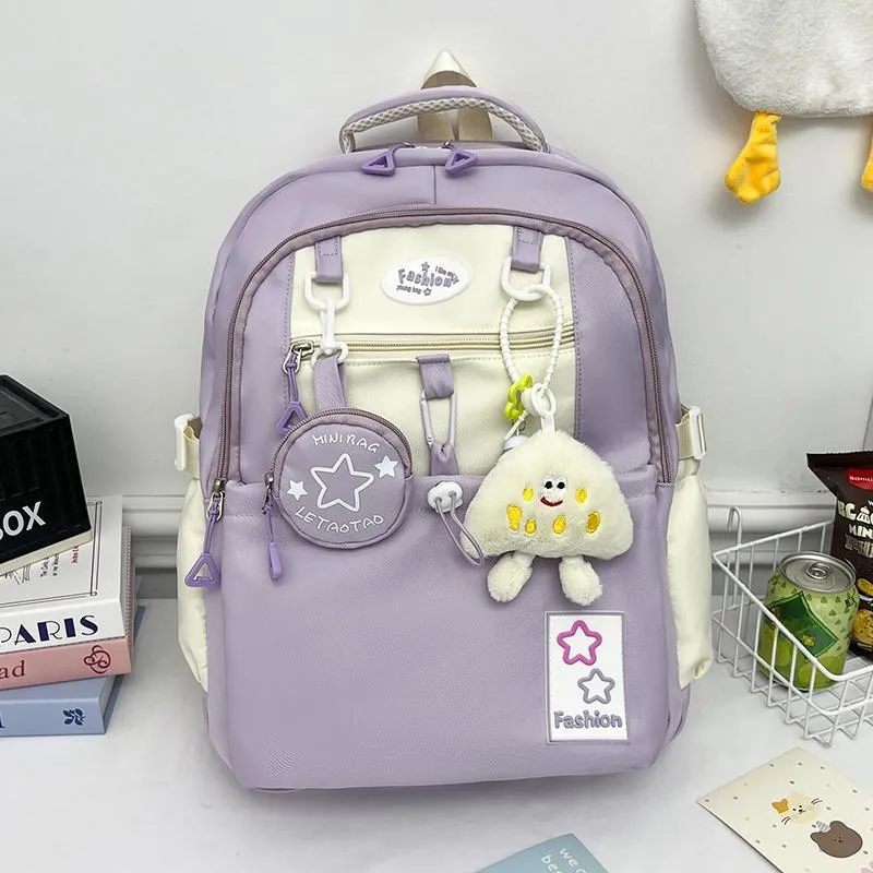 Yalu Nylon Backpack Regular Unisex Black/Pink/Purple/Light Yellow/Peacock Blue/Brown-15