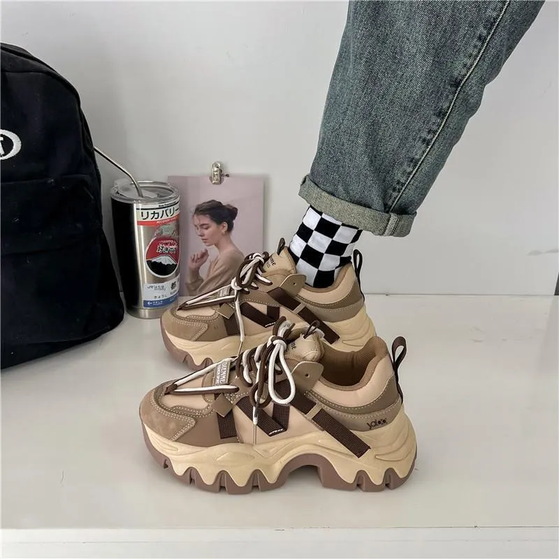 Yalu Shock Absorbers With Slip Resistant And Abrasion Resistant Properties Low Top Chunky Sneakers Women's-5