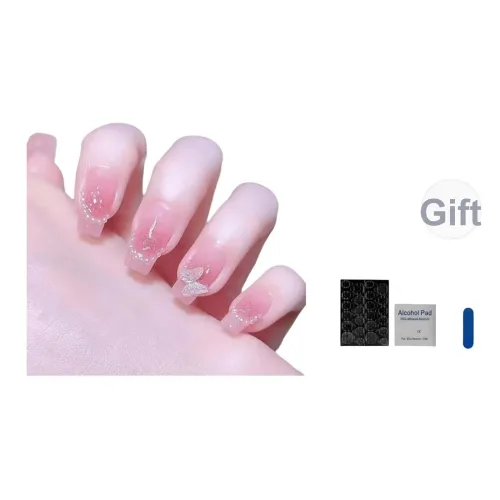 OUYUJI Ручной работы Готовый товар Съемный False Nail Миндаль Квадрат Лестница Кожа Смужка Бант