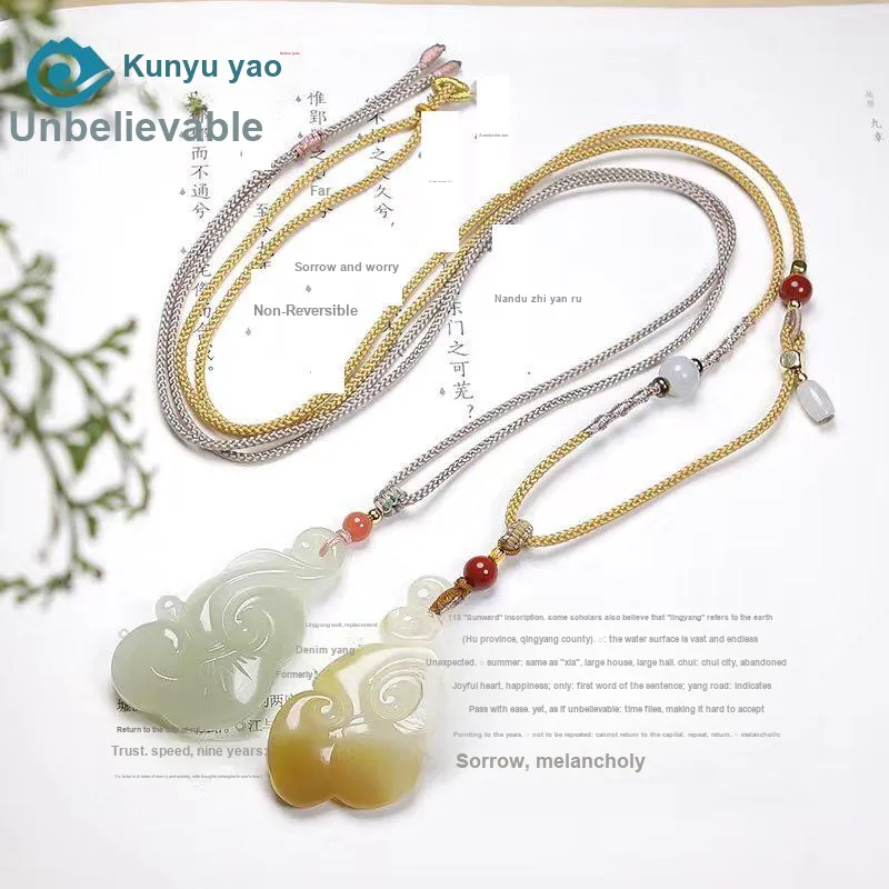 KUNYUYAO Hetian Jade Pendants White Jade Unisex-23