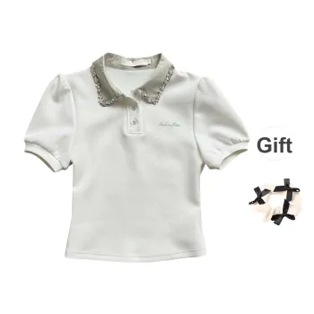 TURN UP T Shirt Women's White+Bowknot Hair Tie Comes With