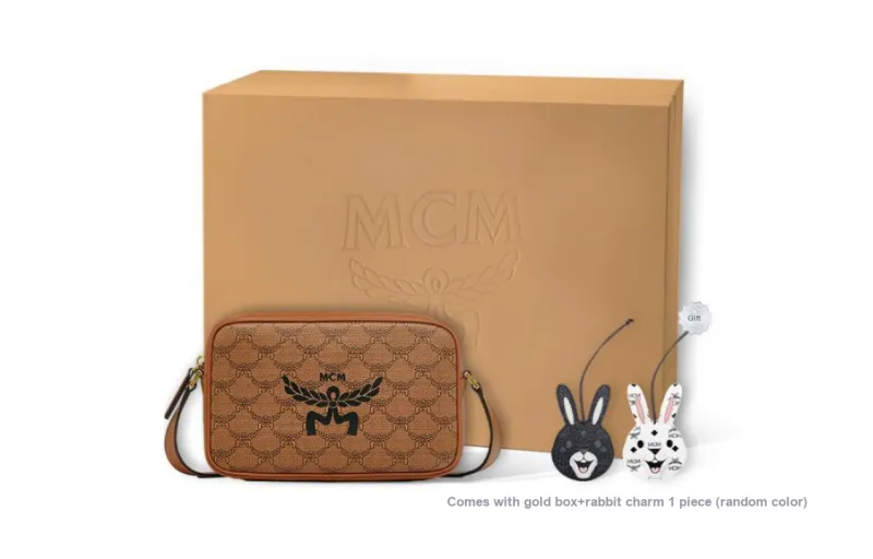 MCM Canvas With Leather Crossbody Bag, Shoulder Bag Trumpets Unisex Cognac-5