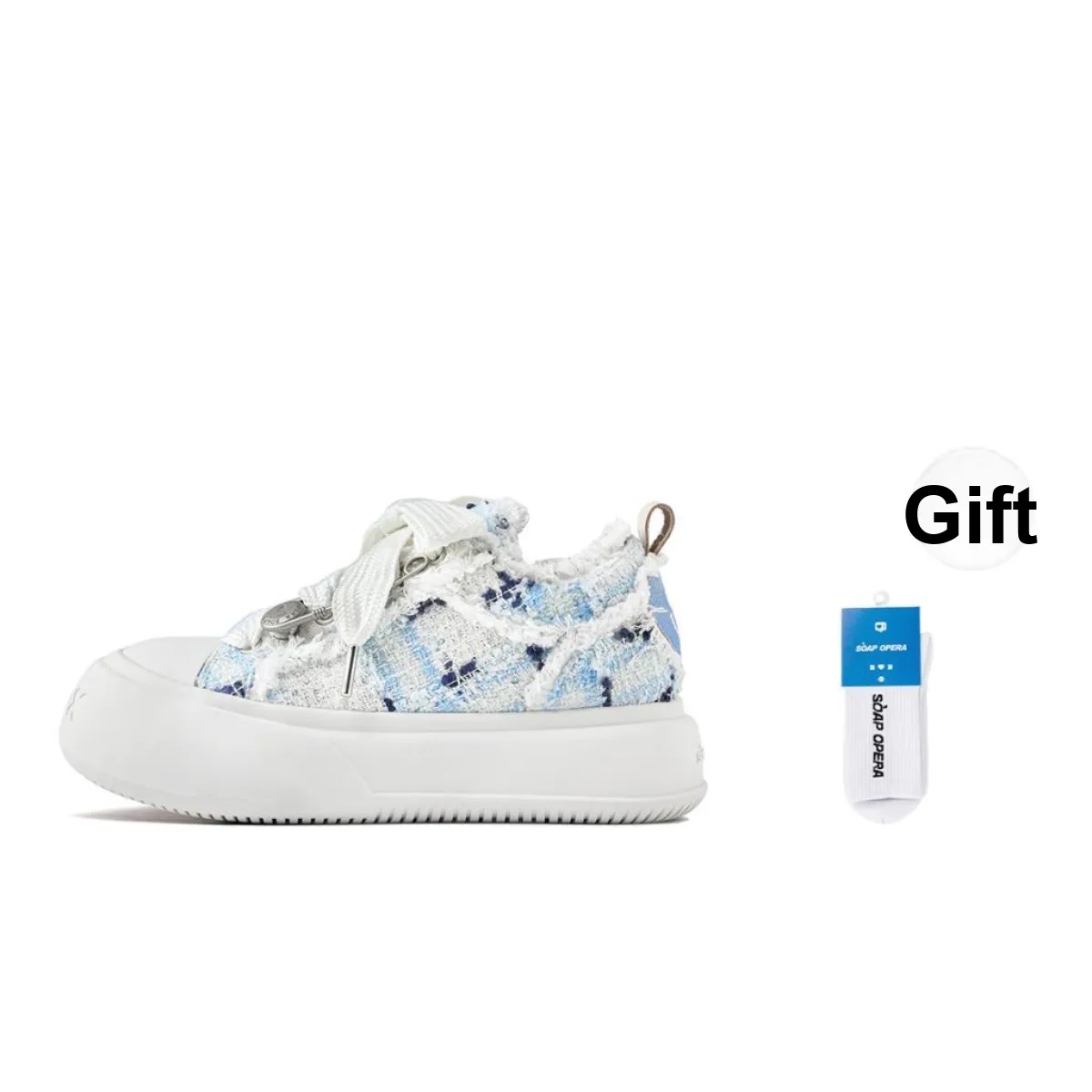 SOAP OPERA Fluffy Series Skateboard Shoes Unisex Low Top White/Blue