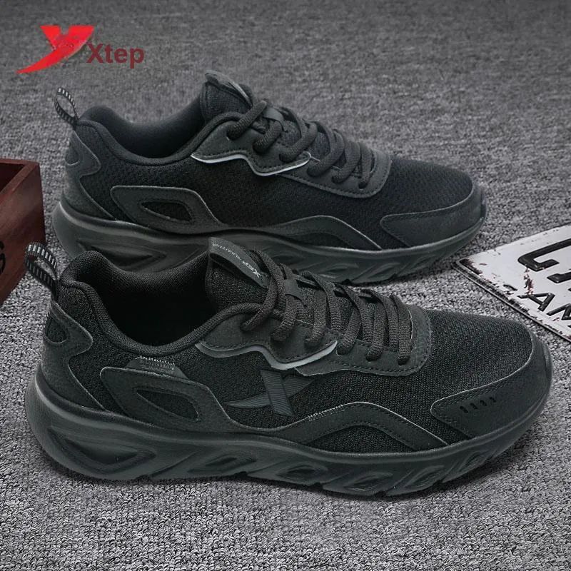 XTEP Slip Resistant Breathable Low Top Running Shoes Men's Black/Charcoal Gray-8
