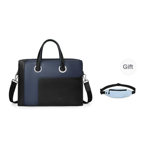 PIERRE CARDIN Top Grain Cow Leather Briefcase Large Size Men's Black/Blue