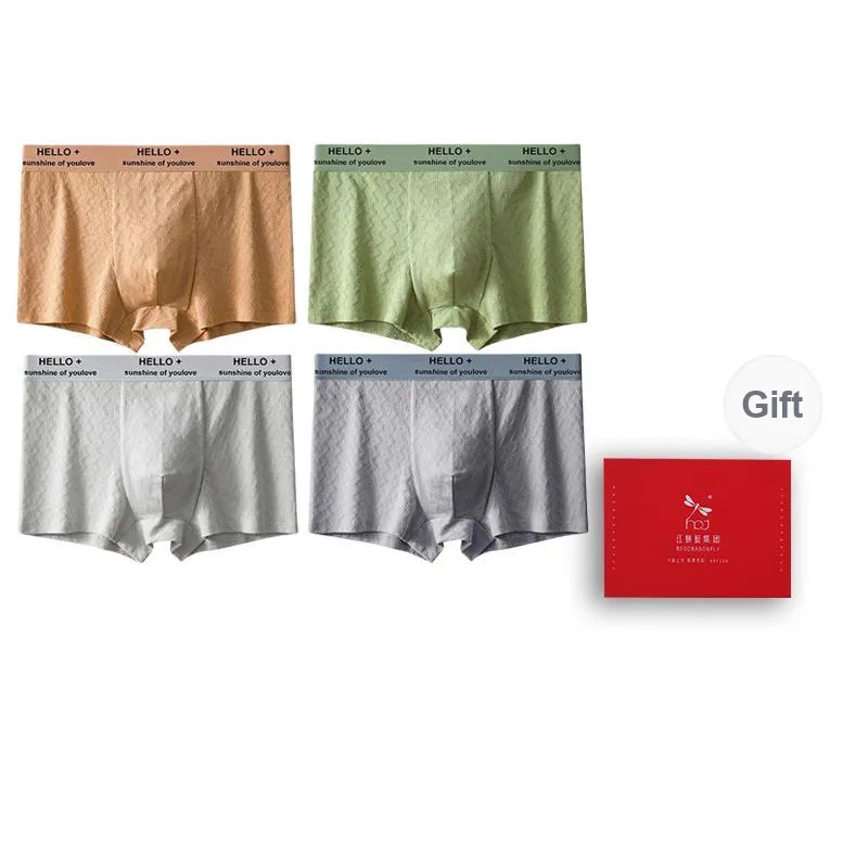 RED DRAGONFLY Cotton Panties Men's 4 Pack Gift Box Set-0