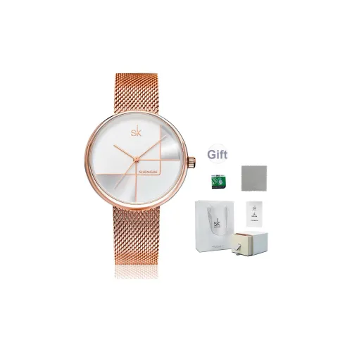 SHENGKE Кварцевый механизм ремешок из нержавеющей стали женские часы белый циферблат