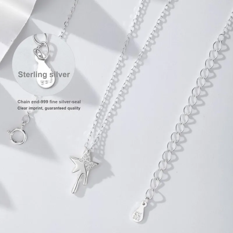 MISS WEI 999 Fine Silver Necklaces Women's-4