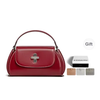 Cthulhu Cow Leather Capsule Trunk Baguette Bag One Shoulder Handbags Medium Size Women's Red/Silver