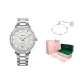 Silver Case White Dial-Rhinestone-Embellished