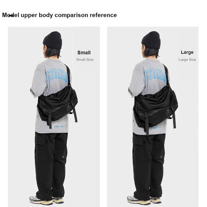 LIVEBOX EN DIRECT Nylon Fabric Messenger Bag One Shoulder Backpack Crossbody Bags Gym Bags Large Size Men's Black-6