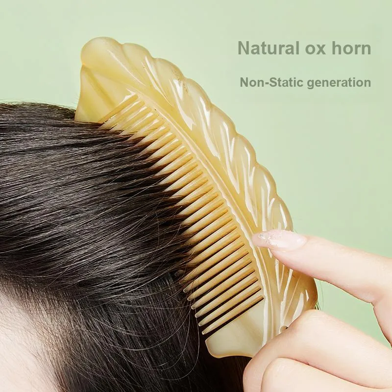 DANPU Natural Ox Horn Premium Comb Massage Anti Static Gift Box Set-4
