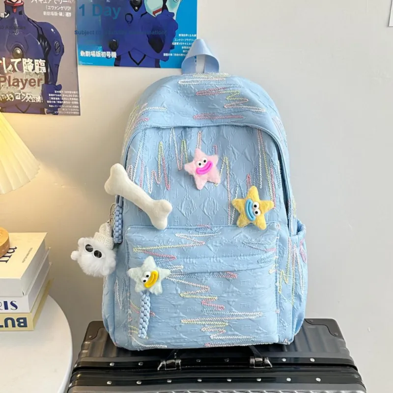 AIBAG Nylon Backpack Unisex White/Black/Yellow/Blue/Pink-17