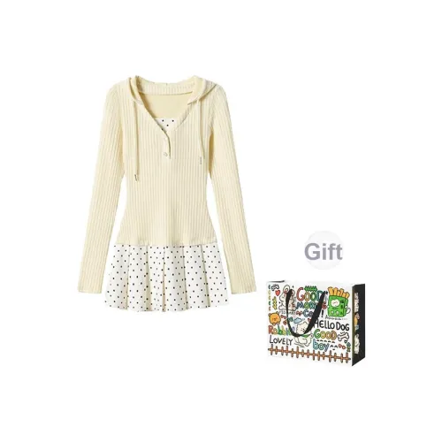 PZHK Длинное платье с длинными рукавами женское желтое