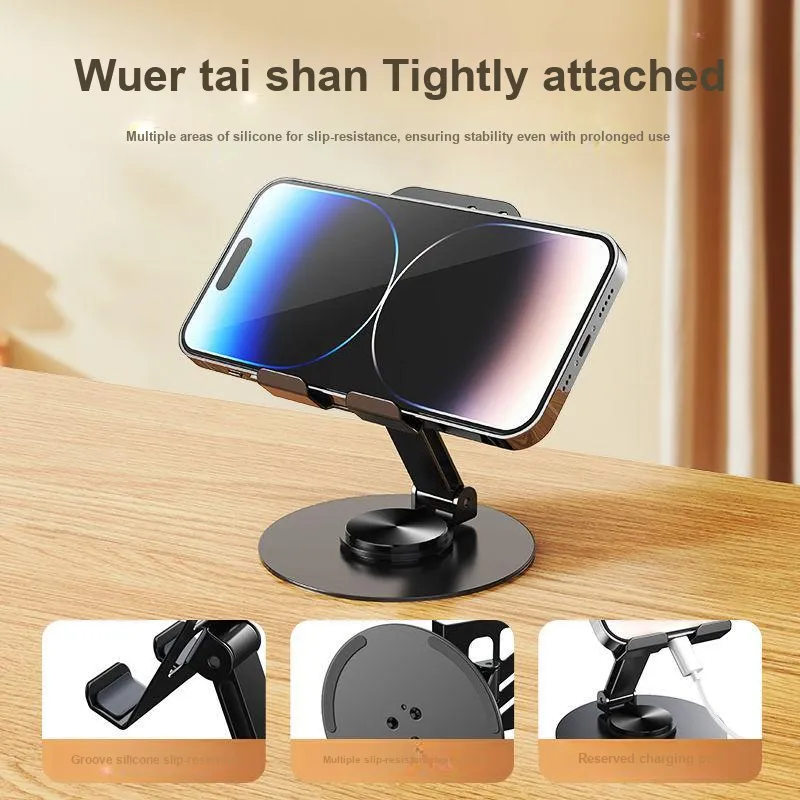 DIYI Metal Rotating Phone Stand Desktop Lazy Person's Live Streaming All Fixed Rotatable Foldable-5