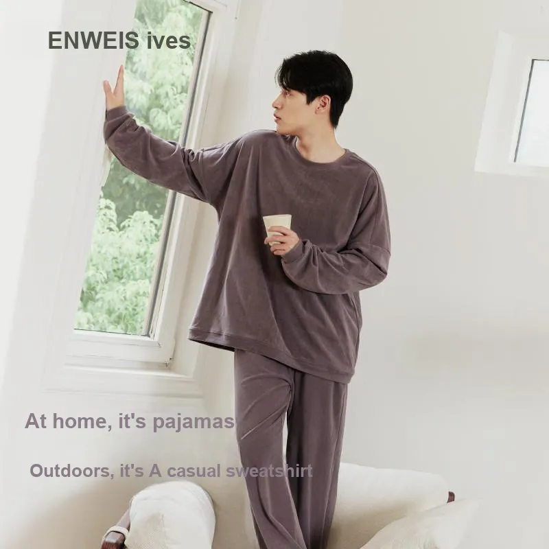 ENWEIS Pajama Set Men's Gray Purple-2