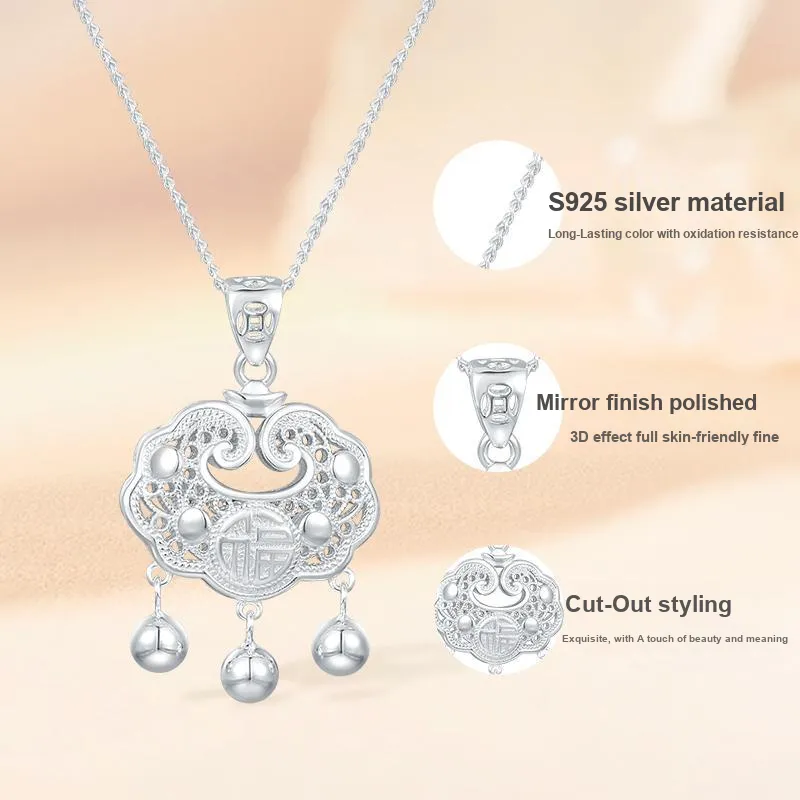 JINLIUFUJIXIANG S925 Sterling Silver Necklaces Unisex-17